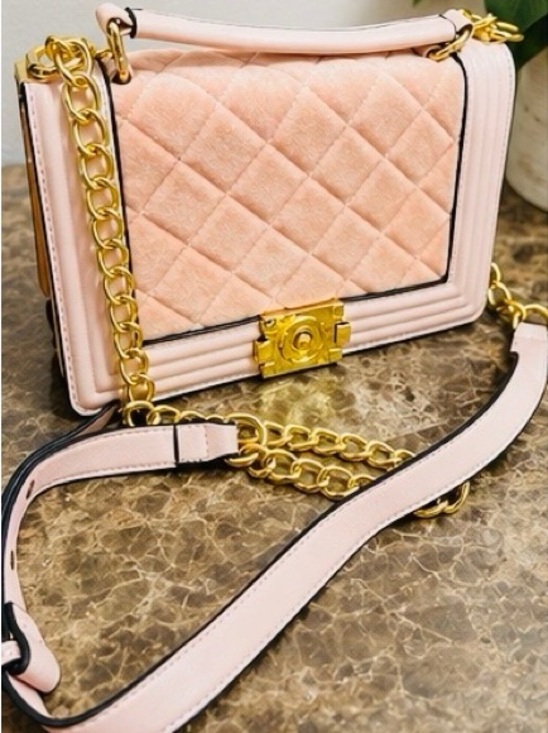 Handbags - Quilted Pink Chain Shoulder Bag - Elegant Feminine Style